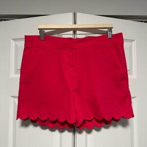 Women's Red Scalloped Shorts